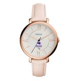 "Women's Fossil Pink High Point Panthers Jacqueline Date Blush Leather Watch"