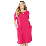Plus Size Women's Suprema® Pleat-Neck Dress by Catherines in Pink Burst (Size 4X)