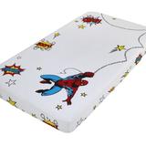 Disney: Marvel Marvel Spiderman Red, White, Blue, & Stars & Lightning Photo Op Fitted Crib Sheet in Yellow, Size 28.0 W x 8.0 D in | Wayfair