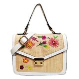 Style Strategy Women's Satchels WHITE - White Embroidered Floral May Straw Satchel