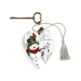 DEMDACO Ornaments White - White & Silvertone 'Merry Christmas' Snowman Key-Accent Heart Ornament