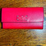 Kate Spade Bags | Kate Spade Redmelon Colored Leather Trifold Wide Wallet. Like New Condition. | Color: Gold/Red | Size: Os