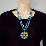 Anthropologie Jewelry | Anthropologie Turquoise & Gold Statement Necklace 23 | Color: Blue/Gold | Size: Os