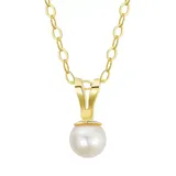 "Charming Girl Kids' 14k Gold & Freshwater Cultured Pearl Drop Pendant Necklace, Girl's, Size: 15"", White"