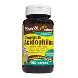 "Mason Natural, Chewable Acidophilus with Pectin, Vanilla-Banana Flavor, 100 Tablets"