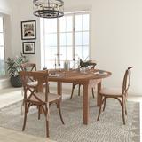 Loon Peak® Amayra 60" Round Solid Pine Folding Farm Dining Table Set w/ 4 Cross Back Chairs Wood in Brown/Green, Size 30.0 H in | Wayfair