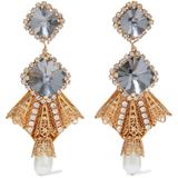 Tone, Faux Pearl And Crystal Clip Earrings