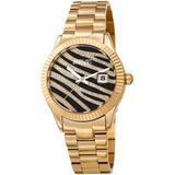 Quartz Black & Gold Zebra Pattern Dial Watch