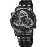 Quartz Grey Dial Black-plated Watch