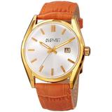 Silver Dial Orange Leather Watch