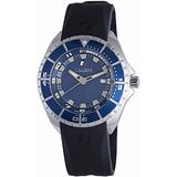 Sea Knight Blue Dial Black Rubber Strap Watch