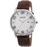 White Dial Brown Leather Watch