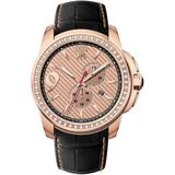 Gliese Rose Gold Dial Black Leather Watch