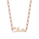 Limoges Jewelry Girls' Necklaces Rose - 14k Rose Gold-Plated Script Personalized Name Paperclip Chain Necklace