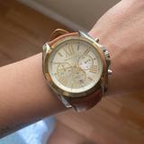 Michael Kors Accessories | Genuine Calfskin Leather Michael Kors Watch | Color: Brown/Gold | Size: Os