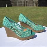 American Eagle Outfitters Shoes | Ae Women's Wedge Heels Aqua Turquoise Teal | Color: Blue/Green | Size: 8