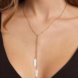 Anthropologie Jewelry | Last! Gold Minimalist Leaf Lariat Choker Necklace | Color: Gold | Size: Os