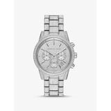 Ritz Three-hand Silver Pave Stainless Steel Watch