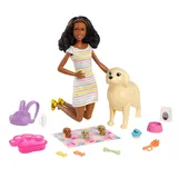 Barbie Newborn Pups Brunette Barbie Doll, Dog and Puppies Playset, Multicolor