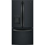 GE Appliances Counter Depth French Door Energy Star 17.5 cu. ft. Refrigerator in Black, Size 69.87 H x 32.75 W x 31.0 D in | Wayfair GYE18JEMDS