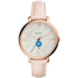 "Women's Fossil Pink SUNY Fashion Institute of Technology Tigers Jacqueline Date Blush Leather Watch"