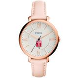"Women's Fossil Pink Temple Owls Jacqueline Date Blush Leather Watch"
