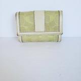 Coach Bags | Coach Wallet Signature Clutch Green Canvas Leather Small Card Holder Trifold | Color: Green | Size: Os