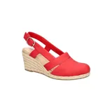 Easy Street Women's Stargaze Espadrille Slingback Wedges, Red, 9.5 Ww