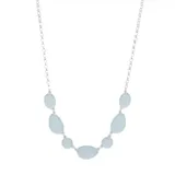 Belk Silver Tone Pink 16" L + 3" Inlay Frontal Necklace, Blue