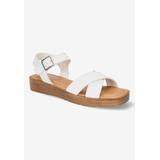 Extra Wide Width Women's Car-Italy Sandal by Bella Vita in White Leather (Size 9 WW)