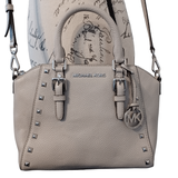 Michael Kors Bags | Michael Kors Mk Small Studded Crossbody Convertible Leather Bag Pearl Gray | Color: Cream/Gray | Size: Os