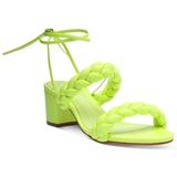 Zarda Braided Ankle Tie Mid Heel Sandals - Green - Schutz Heels