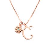 Limoges Jewelry Girls' Necklaces Rose - Birthstone & 14k Rose Gold-Plated Flower Initial Pendant Necklace
