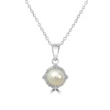 Belk Silverworks Sterling Silver Freshwater Pearl Round CZ Halo Necklace
