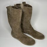 Nine West Shoes | Nine West Tan Leather Mid Calf Boots With Braided Detail Womens 9.5m | Color: Tan | Size: 9.5