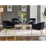 Lark Manor™ Fuhrmann 5 Pieces Round Dinette Set Wood/Glass/Metal/Upholstered Chairs in Brown/Yellow, Size 30.0 H in | Wayfair