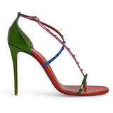 Riojana Leather Spike Sandals 100 - Green - Christian Louboutin Heels