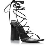 Leah Ankle Tie High Heel Sandals - Black - Aqua Heels
