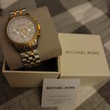 Michael Kors Accessories | Auth Michael Kors Unisx Hutton Chronograph Two-Tone Stainless Steel Watch Bnib | Color: Gold/Silver | Size: 43mm