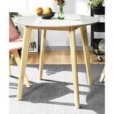 Corrigan Studio® 31.5" Round Dining Table Small White Dining Table Dining Room & Kitchen Furniture, Marble Wood in Black | Wayfair