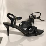 Ralph Lauren Shoes | Leather Woven Ankle Strap Crisscross Kitten Heeled | Color: Black | Size: 9