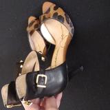Jessica Simpson Shoes | Jessica Simpson Ankle Strap Open Toe Shoe | Color: Black/Brown | Size: 7.5