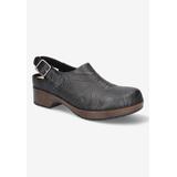 Wide Width Women's Starlee Clog by Bella Vita in Black Tooled Leather (Size 7 W)