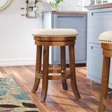 Gracie Oaks Beedle Swivel 26" Counter Stool Wood/Upholstered in Brown, Size 26.0 H x 18.125 W x 18.125 D in | Wayfair