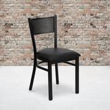 Flash Furniture Hercules Grid Back Metal Restaurant Chair Faux Leather/Upholstered in Black, Size 33.25 H x 17.25 W x 17.25 D in | Wayfair