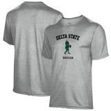 Men's Gray Delta State Statesmen Soccer Name Drop T-Shirt