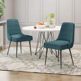 Corrigan Studio® Modern Fabric Dining Chair (2 Sets), Teal Upholstered in Blue/Brown/Gray, Size 35.25 H in | Wayfair