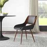 Wade Logan® Mid-Century Modern Fabric Side Chair In Grey Faux Leather in Black, Size 31.0 H x 20.0 W x 23.5 D in | Wayfair