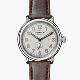 Shinola Men's Automatic Watch | White Dial + Brown Leather Strap | The Station Agent