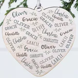4" Personalized Farmhouse Heart Wooden Christmas Ornament In White